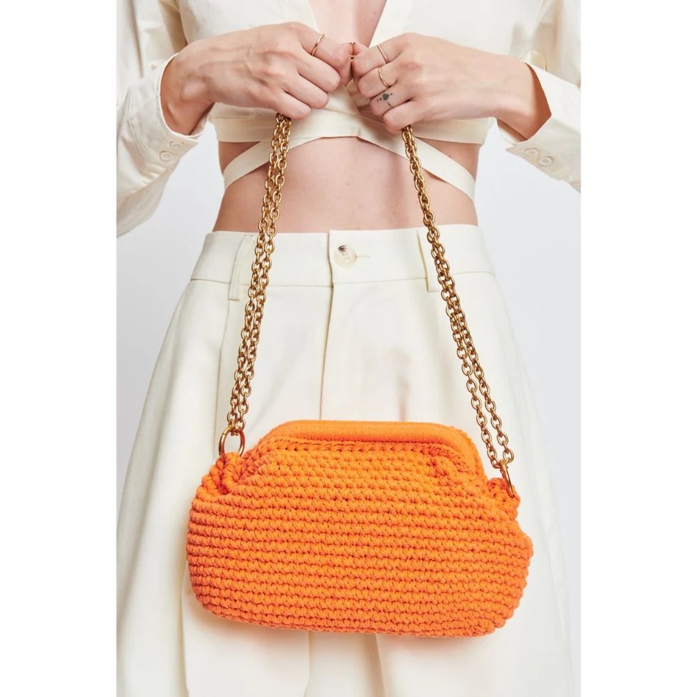 Moda Luxe Christabel Crossbody Orange Crochet Chain Strap Bag